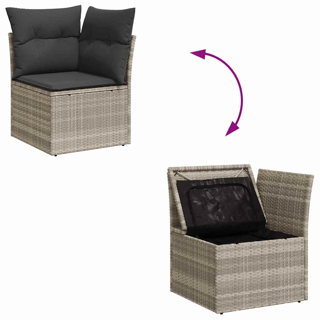 Garten-Sofa-Set mit Kissen 10 pcs Hellgrau Poly Rattan